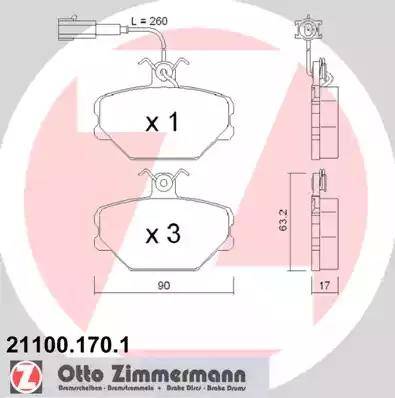 Zimmermann 21100.170.1 - Kit pastiglie freno, Freno a disco autozon.pro