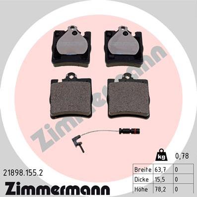 Zimmermann 21898.155.2 - Kit pastiglie freno, Freno a disco autozon.pro