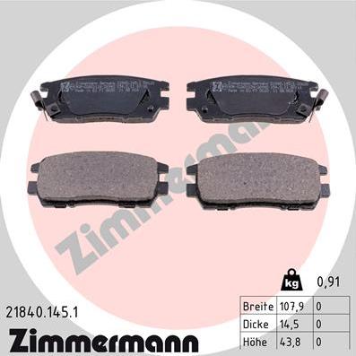 Zimmermann 21840.145.1 - Kit pastiglie freno, Freno a disco autozon.pro