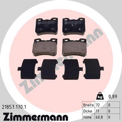 Zimmermann 21857.170.1 - Kit pastiglie freno, Freno a disco autozon.pro