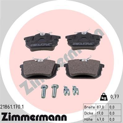 Zimmermann 21861.170.1 - Kit pastiglie freno, Freno a disco autozon.pro