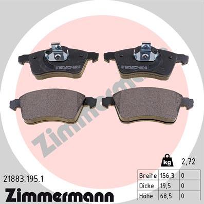 Zimmermann 21883.195.1 - Kit pastiglie freno, Freno a disco autozon.pro