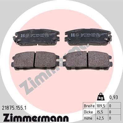 Zimmermann 21875.155.1 - Kit pastiglie freno, Freno a disco autozon.pro