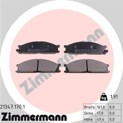 Zimmermann 21347.170.1 - Kit pastiglie freno, Freno a disco autozon.pro