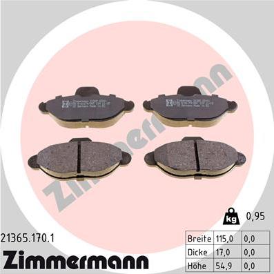 Zimmermann 21365.170.1 - Kit pastiglie freno, Freno a disco autozon.pro