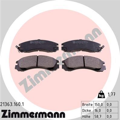 Zimmermann 21363.160.1 - Kit pastiglie freno, Freno a disco autozon.pro