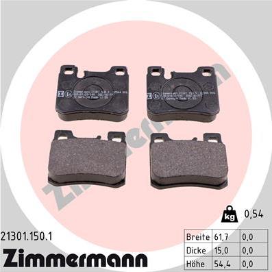 Zimmermann 21301.150.1 - Kit pastiglie freno, Freno a disco autozon.pro