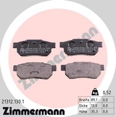 Zimmermann 21312.130.1 - Kit pastiglie freno, Freno a disco autozon.pro