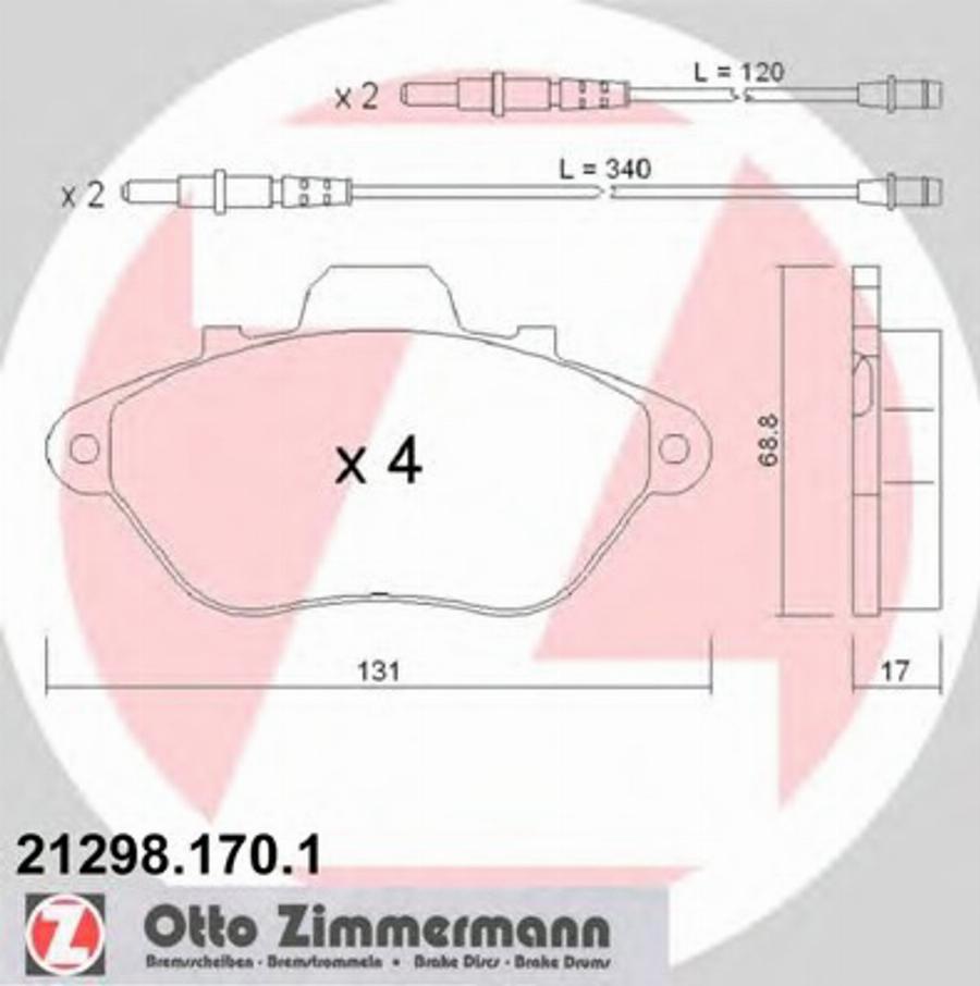 Zimmermann 212981701 - Kit pastiglie freno, Freno a disco autozon.pro