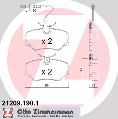 Zimmermann 21209.190.1 - Kit pastiglie freno, Freno a disco autozon.pro