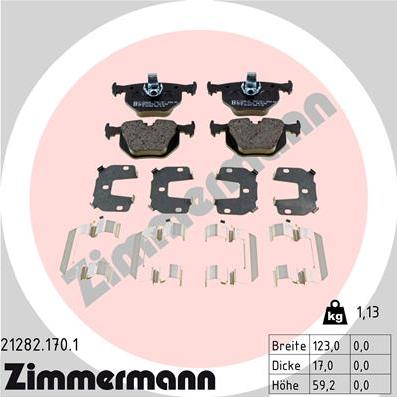 Zimmermann 21282.170.1 - Kit pastiglie freno, Freno a disco autozon.pro