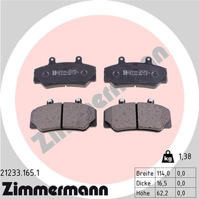 Zimmermann 21233.165.1 - Kit pastiglie freno, Freno a disco autozon.pro