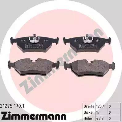 Zimmermann 21275.170.1 - Kit pastiglie freno, Freno a disco autozon.pro