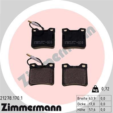 Zimmermann 21278.170.1 - Kit pastiglie freno, Freno a disco autozon.pro