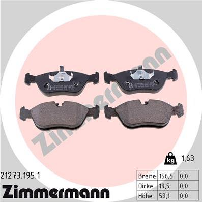 Zimmermann 21273.195.1 - Kit pastiglie freno, Freno a disco autozon.pro