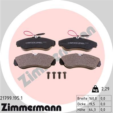 Zimmermann 21799.195.1 - Kit pastiglie freno, Freno a disco autozon.pro