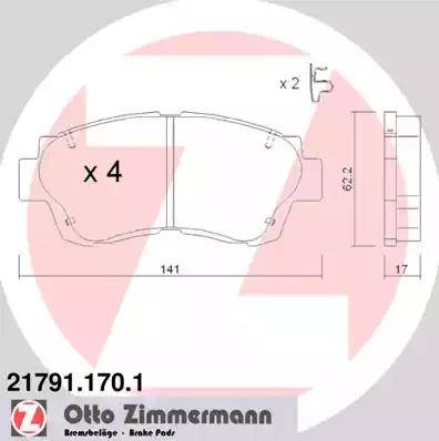 Zimmermann 21791.170.1 - Kit pastiglie freno, Freno a disco autozon.pro