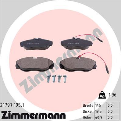 Zimmermann 21797.195.1 - Kit pastiglie freno, Freno a disco autozon.pro