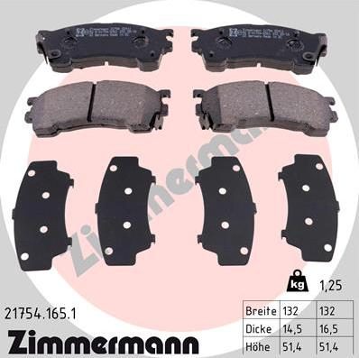 Zimmermann 21754.165.1 - Kit pastiglie freno, Freno a disco autozon.pro