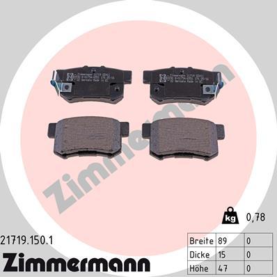 Zimmermann 21719.150.1 - Kit pastiglie freno, Freno a disco autozon.pro