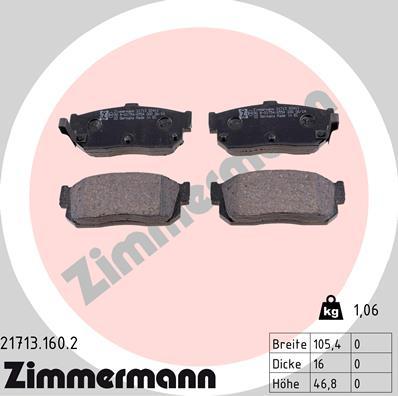 Zimmermann 21713.160.2 - Kit pastiglie freno, Freno a disco autozon.pro