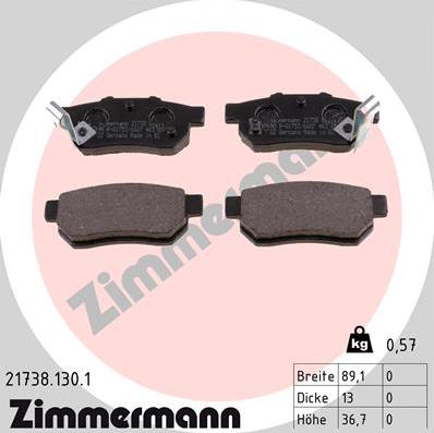 Zimmermann 21738.130.1 - Kit pastiglie freno, Freno a disco autozon.pro