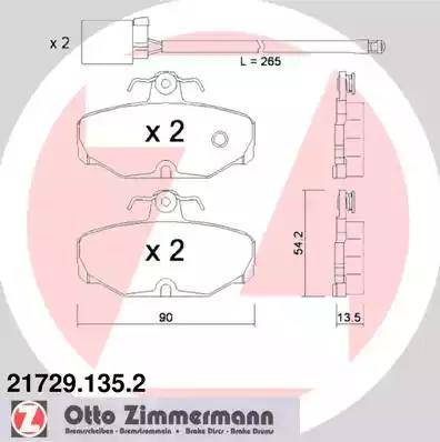 Zimmermann 21729.135.2 - Kit pastiglie freno, Freno a disco autozon.pro