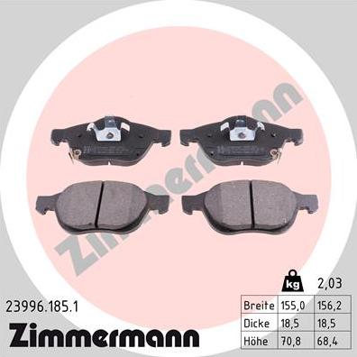 Zimmermann 23996.185.1 - Kit pastiglie freno, Freno a disco autozon.pro