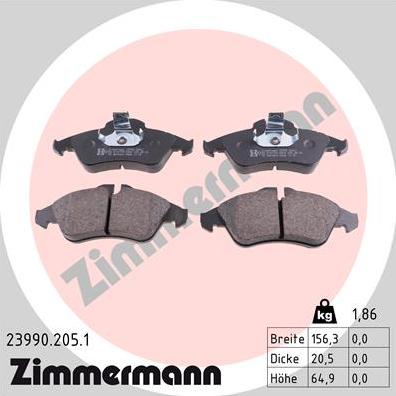 Zimmermann 23990.205.1 - Kit pastiglie freno, Freno a disco autozon.pro