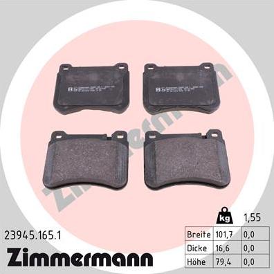 Zimmermann 23945.165.1 - Kit pastiglie freno, Freno a disco autozon.pro