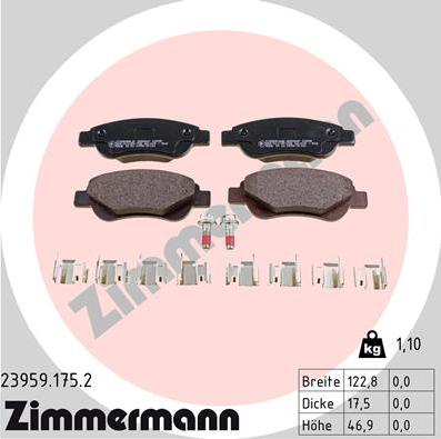 Zimmermann 23959.175.2 - Kit pastiglie freno, Freno a disco autozon.pro