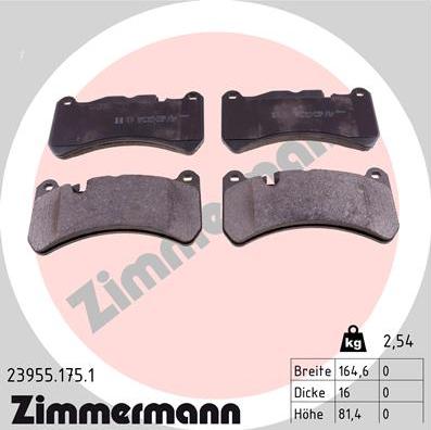 Zimmermann 23955.175.1 - Kit pastiglie freno, Freno a disco autozon.pro