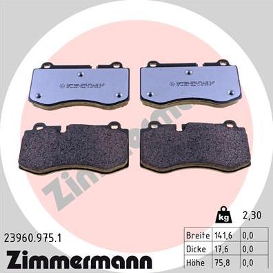 Zimmermann 23960.975.1 - Kit pastiglie freno, Freno a disco autozon.pro