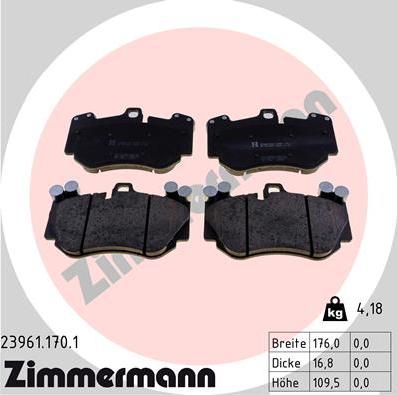 Zimmermann 23961.170.1 - Kit pastiglie freno, Freno a disco autozon.pro