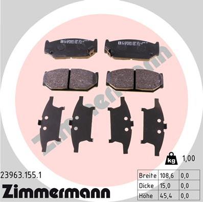 Zimmermann 23963.155.1 - Kit pastiglie freno, Freno a disco autozon.pro