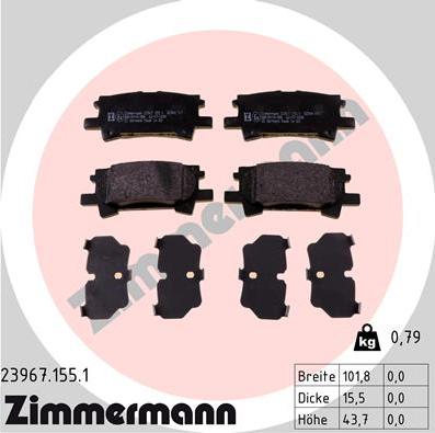 Zimmermann 23967.155.1 - Kit pastiglie freno, Freno a disco autozon.pro