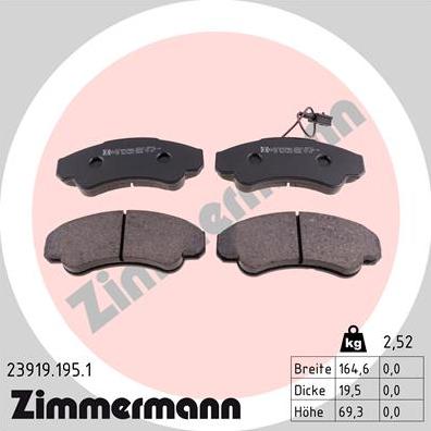 Zimmermann 23919.195.1 - Kit pastiglie freno, Freno a disco autozon.pro