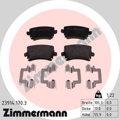 Zimmermann 23914.170.3 - Kit pastiglie freno, Freno a disco autozon.pro