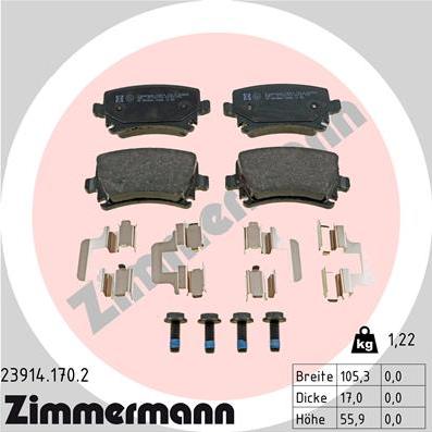 Zimmermann 23914.170.2 - Kit pastiglie freno, Freno a disco autozon.pro