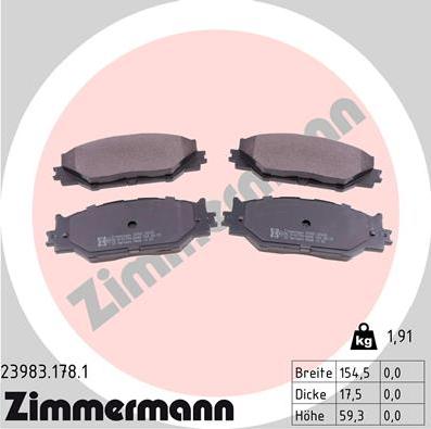 Zimmermann 23983.178.1 - Kit pastiglie freno, Freno a disco autozon.pro