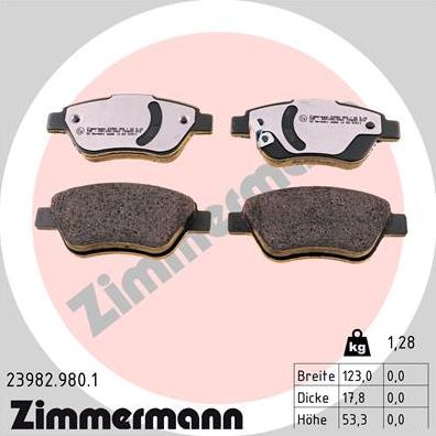 Zimmermann 23982.980.1 - Kit pastiglie freno, Freno a disco autozon.pro