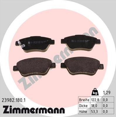 Zimmermann 23982.180.1 - Kit pastiglie freno, Freno a disco autozon.pro