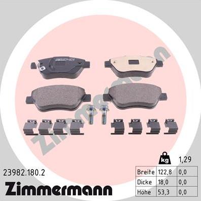 Zimmermann 23982.180.2 - Kit pastiglie freno, Freno a disco autozon.pro