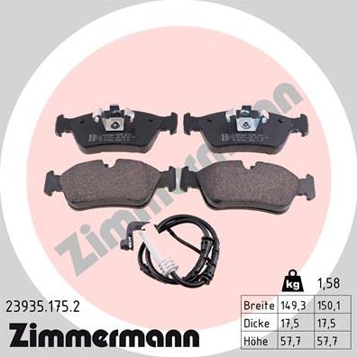 Zimmermann 23935.175.2 - Kit pastiglie freno, Freno a disco autozon.pro