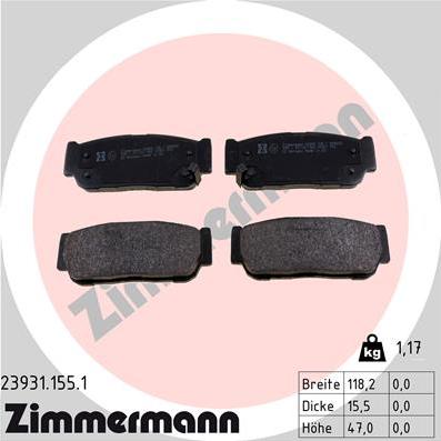 Zimmermann 23931.155.1 - Kit pastiglie freno, Freno a disco autozon.pro