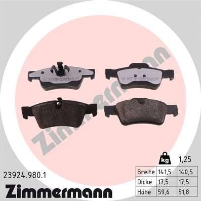 Zimmermann 23924.980.1 - Kit pastiglie freno, Freno a disco autozon.pro