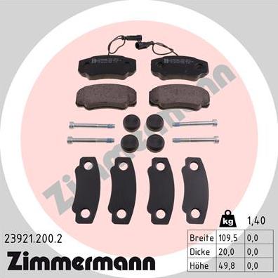 Zimmermann 23921.200.2 - Kit pastiglie freno, Freno a disco autozon.pro