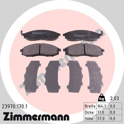 Zimmermann 23970.170.1 - Kit pastiglie freno, Freno a disco autozon.pro