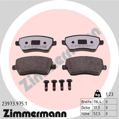 Zimmermann 23973.975.1 - Kit pastiglie freno, Freno a disco autozon.pro