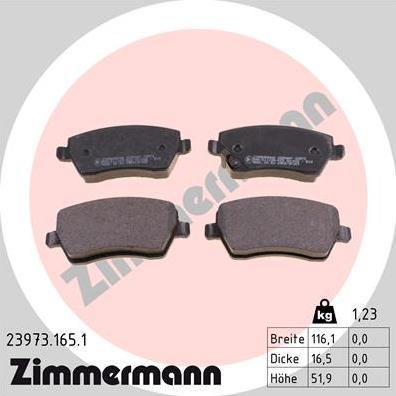 Zimmermann 23973.165.1 - Kit pastiglie freno, Freno a disco autozon.pro